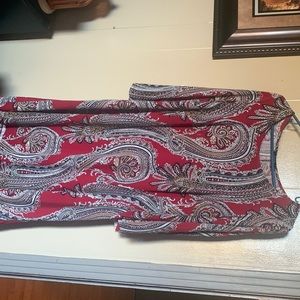 MSK Long Sleeve Red & Gray Mini Dress Large